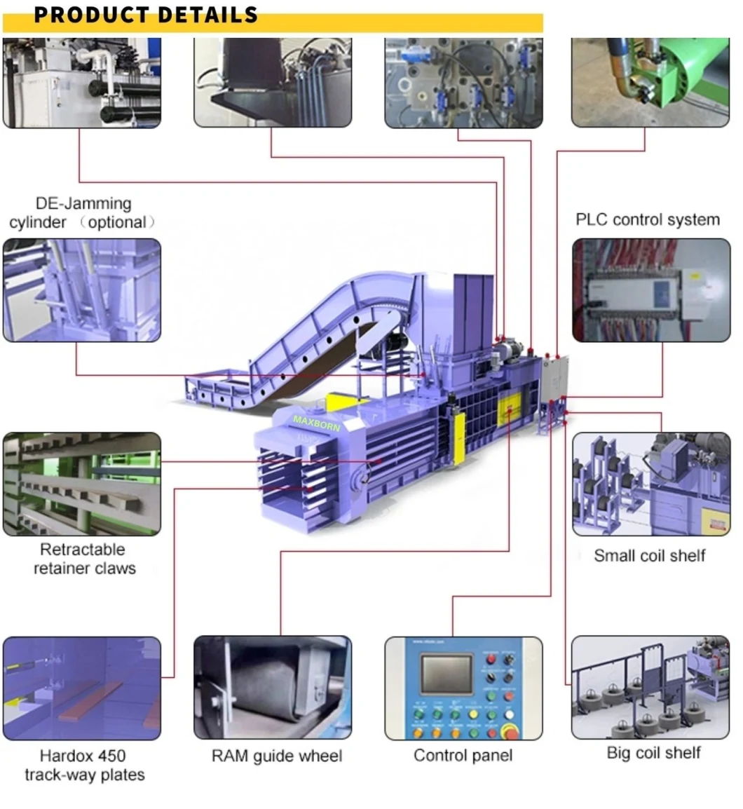 Top Quality Automatic Dual RAM Horizontal Hydraulic Baling Machine/ Hydraulic Baler for Cardboard Carton Plastic and Straw